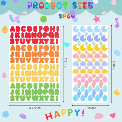 Zonon 1950 Pcs 20 Sheets Small Colorful Number Letter Stickers Alphabet Number Star Heart Stickers Kit Self Adhesive Labels DIY Crafts Notebook Scrapbook Card Home Decor Gift Wrapping in Saudi Arabia