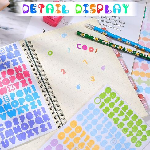 Zonon 1950 Pcs 20 Sheets Small Colorful Number Letter Stickers Alphabet Number Star Heart Stickers Kit Self Adhesive Labels DIY Crafts Notebook Scrapbook Card Home Decor Gift Wrapping in Saudi Arabia