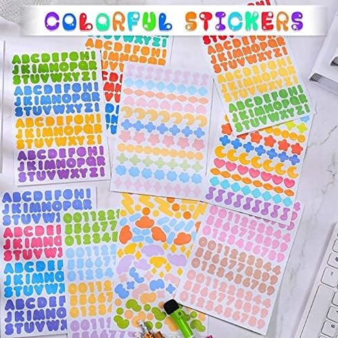 Zonon 1950 Pcs 20 Sheets Small Colorful Number Letter Stickers Alphabet Number Star Heart Stickers Kit Self Adhesive Labels DIY Crafts Notebook Scrapbook Card Home Decor Gift Wrapping in Saudi Arabia