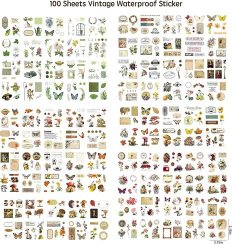 100pack Plants Floral Scrapbook Stickers Kit, Scrapbook Supplies Stickers for Scrapbooks, Journals, Stationery, Notebook in Saudi Arabia