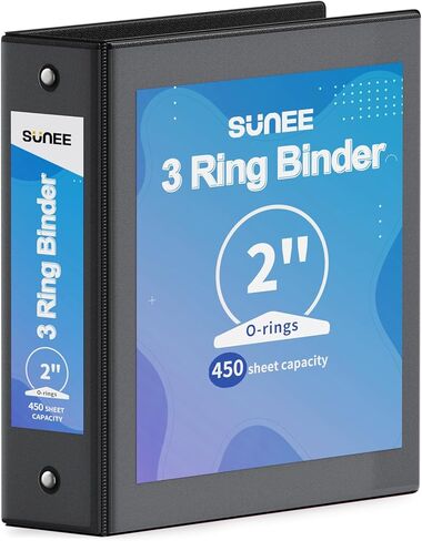 SUNEE 3 Ring Binder 1.5 Inch 1 Pack, Clear View Binder Three Ring PVC-Free (Fit 8.5x11 Inches) for School Binder or Office Binder Supplies, Blue Binder in Kuwait