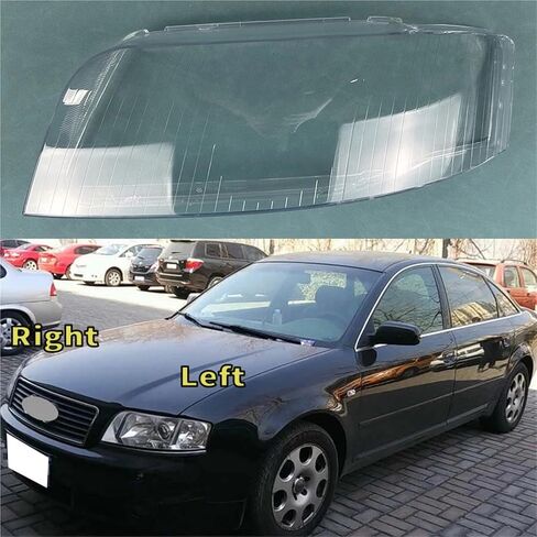 متوافق لأودي A6 C5 2003 2004 2005 سيارة الجبهة عدسة المصباح الأمامي غطاء السيارات قذيفة كشافات عاكس الضوء الزجاج غطاء المصباح رئيس ضوء المصباح غطاء (زوج) in Kuwait