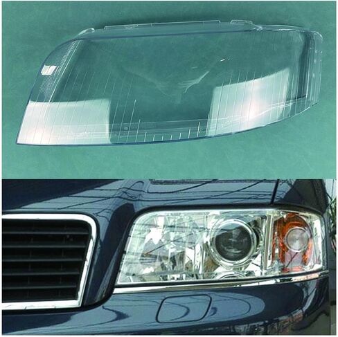 Compatible For Audi A6 C5 2003 2004 2005 Car Front Headlight Lens Cover Auto Shell Headlamp Lampshade Glass Lampcover Head Lamp Light Cover(Pair) in Saudi Arabia