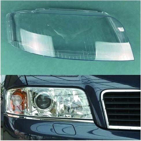 متوافق لأودي A6 C5 2003 2004 2005 سيارة الجبهة عدسة المصباح الأمامي غطاء السيارات قذيفة كشافات عاكس الضوء الزجاج غطاء المصباح رئيس ضوء المصباح غطاء (زوج) in Kuwait