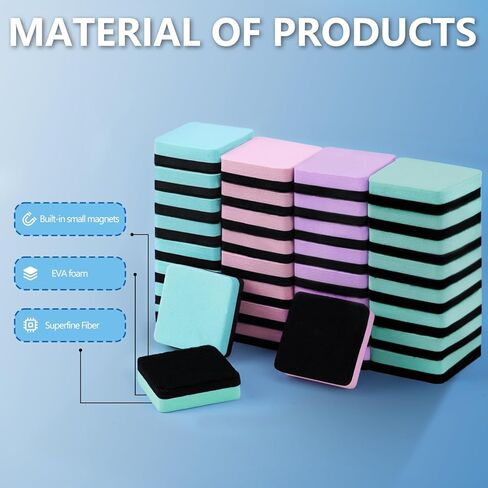 XKDOUS 35 Pack Dry Erase Eraser, Magnetic Whiteboard Eraser Bulk, Small White Board Eraser for Kids, Dry Erase Board Eraser, Mini Dry Erase Erasers Perfect for Classroom(4 Color Set, 2 x 2 Inch) in Kuwait