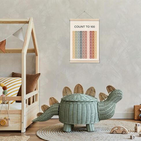 DOI-LANEE Educational Posters Hanger Frame, 1-100 Number Chart for Toddler Kids 16x12 Inch, Boho Montessori Classroom Decor, Count to 100 Learning Poster for Preschool Classroom, Homeschool Decor in Saudi Arabia