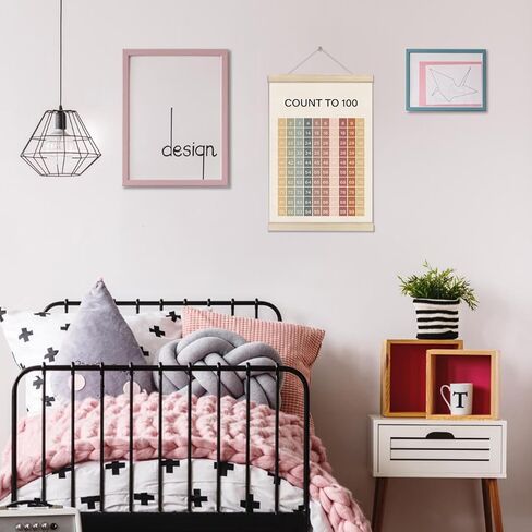 DOI-LANEE Educational Posters Hanger Frame, 1-100 Number Chart for Toddler Kids 16x12 Inch, Boho Montessori Classroom Decor, Count to 100 Learning Poster for Preschool Classroom, Homeschool Decor in Saudi Arabia