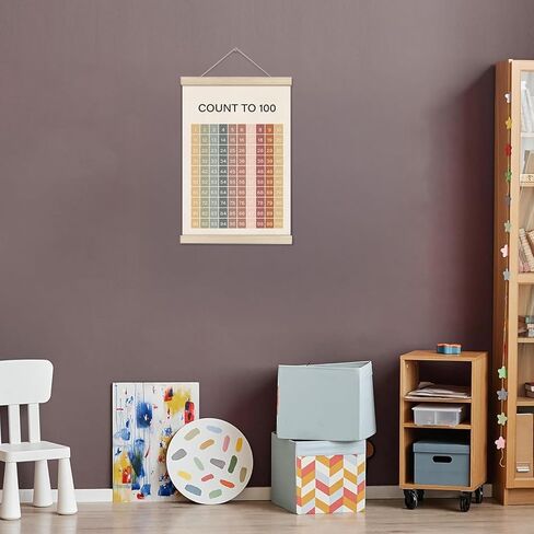 DOI-LANEE Educational Posters Hanger Frame, 1-100 Number Chart for Toddler Kids 16x12 Inch, Boho Montessori Classroom Decor, Count to 100 Learning Poster for Preschool Classroom, Homeschool Decor in Saudi Arabia