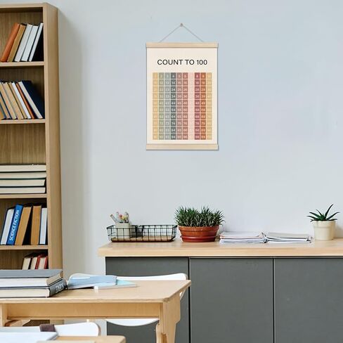 DOI-LANEE Educational Posters Hanger Frame, 1-100 Number Chart for Toddler Kids 16x12 Inch, Boho Montessori Classroom Decor, Count to 100 Learning Poster for Preschool Classroom, Homeschool Decor in Saudi Arabia