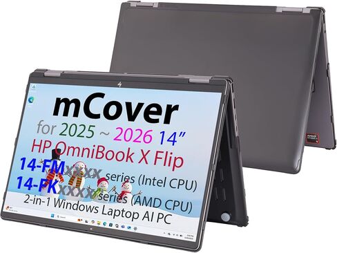 mCover Hard Case ONLY Compatible for 2025+ 14" HP OmniBook X Flip 14-FMxxxx 14-FKxxxx 2-in-1 (with 360° Hinge) Windows Laptop (NOT Fitting Any Other HP Models)- Clear in Saudi Arabia