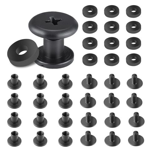 WARRIORLAND 12-Pack مسامير شيكاغو السوداء، DIY 0.35 "أطقم براغي لـ Kydex ومشابك جلدية لحافظة المسدس وأغماد السكاكين، تتضمن رؤوس تروس فيليبس + مثبتات مشقوقة مفتوحة + غسالات/فواصل مطاطية in Saudi Arabia