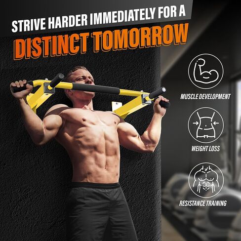 Yes4All متعددة الوظائف مثبتة على الحائط، شريط سحب لأعلى، محطة غمس للذقن للتمرين في صالة الألعاب الرياضية المنزلية، مجموعة برج الطاقة، معدات تدريب اللياقة البدنية تدعم 515 رطلاً in Kuwait