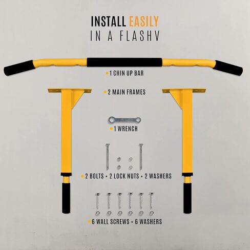 Yes4All متعددة الوظائف مثبتة على الحائط، شريط سحب لأعلى، محطة غمس للذقن للتمرين في صالة الألعاب الرياضية المنزلية، مجموعة برج الطاقة، معدات تدريب اللياقة البدنية تدعم 515 رطلاً in Kuwait