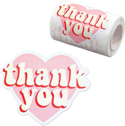2 Rolls Pink Heart Shaped Thank You Sticker, Cute Thank You Stickers Wedding Sticker, Personalized Cookie Stickers Labels for Favors Packaging, Gift Bags, Weddings, Envelopes in Saudi Arabia