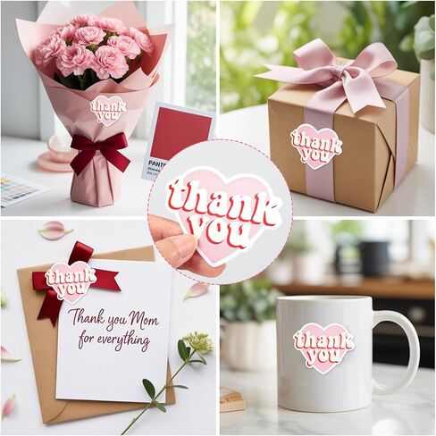 2 Rolls Pink Heart Shaped Thank You Sticker, Cute Thank You Stickers Wedding Sticker, Personalized Cookie Stickers Labels for Favors Packaging, Gift Bags, Weddings, Envelopes in Saudi Arabia