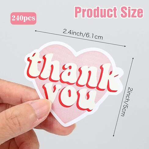 2 Rolls Pink Heart Shaped Thank You Sticker, Cute Thank You Stickers Wedding Sticker, Personalized Cookie Stickers Labels for Favors Packaging, Gift Bags, Weddings, Envelopes in Saudi Arabia