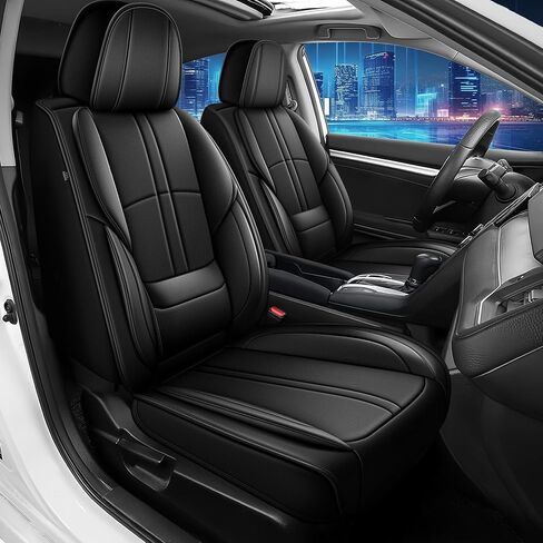 Car Seat Covers Fit for Honda Civic 2003-2026 Leather Seat Covers Full Set with Lumbar Support（Black&Redline,G-121 in Saudi Arabia