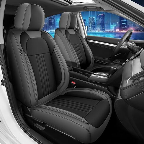 Car Seat Covers Fit for Honda Civic 2003-2026 Leather Seat Covers Full Set with Lumbar Support（Black&Redline,G-121 in Saudi Arabia