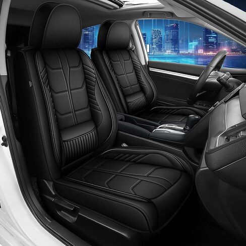 Car Seat Covers Fit for Honda Civic 2003-2026 Leather Seat Covers Full Set with Lumbar Support（Black&Redline,G-121 in Saudi Arabia
