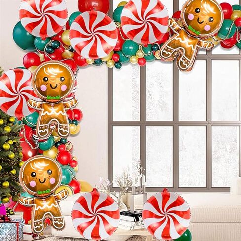 9 قطع بالونات عيد الميلاد بالونات الزنجبيل، بالونات قصب الحلوى الحمراء لعطلات أعياد الميلاد وحفلات استقبال المولود الجديد وزينة حفلات خبز الزنجبيل in Kuwait