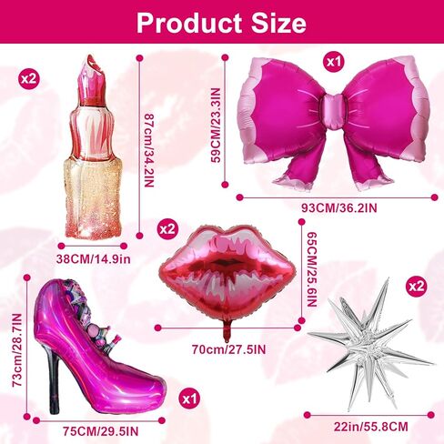 8pcs Single Girl Party decorations,Lip lipstick foil Lady high heels Explosion Star Balloon for wedding Valentine's Day, bridal shower, Girl Spa Party Supplies ，Baby Shower in Saudi Arabia