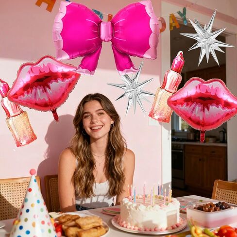 8pcs Single Girl Party decorations,Lip lipstick foil Lady high heels Explosion Star Balloon for wedding Valentine's Day, bridal shower, Girl Spa Party Supplies ，Baby Shower in Saudi Arabia