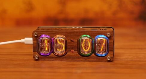 ساعة أنبوب المغامرين Nixie مع أنابيب IN-12، ساعة مضيئة، مكتب حديث عتيق، زخارف إبداعية رقمية لسطح المكتب الرقمي، نوع اتصال USB من النوع C، 4.53 × 1.82 × 1.82 بوصة in Kuwait