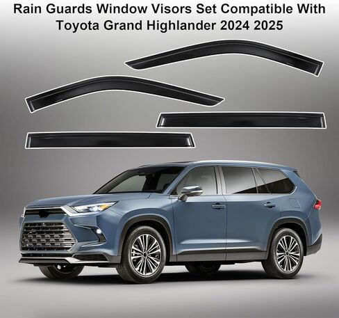 Rain Guards Window Visors Set Compatible with Toyota Grand Highlander 2024 2025 Out-Channel Vent Shades Vent Deflectors Rain Visors(4pcs) in Saudi Arabia
