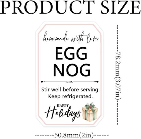 100 Pcs Homemade Eggnog Labels for Eggnog Bottles Homemade Kitchen Labels (2x3.07 Inch) in Saudi Arabia