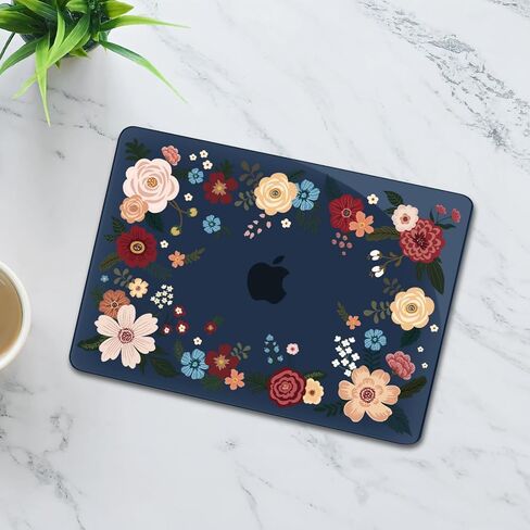 حافظة MOSISO متوافقة مع جهاز MacBook Air 13 بوصة 2025 2024 2023 2022 M4 A3240 M3 A3113 M2 A2681، غلاف صلب للرسومات النباتية وغطاء لوحة المفاتيح وطبقة شاشة لجهاز MacBook Air 13.6 بوصة، أزرق in Saudi Arabia