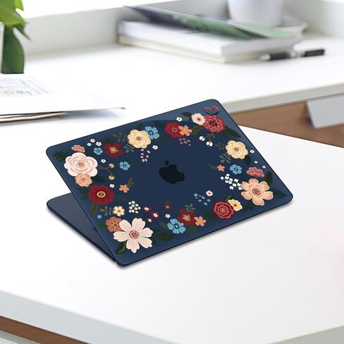 حافظة MOSISO متوافقة مع جهاز MacBook Air 13 بوصة 2025 2024 2023 2022 M4 A3240 M3 A3113 M2 A2681، غلاف صلب للرسومات النباتية وغطاء لوحة المفاتيح وطبقة شاشة لجهاز MacBook Air 13.6 بوصة، أزرق in Saudi Arabia