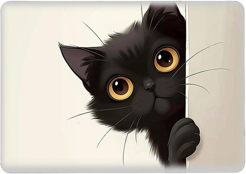 Compatible with MacBook Air 13.6 Inch 2022 2025 Release M2 A2681 M4 A3240 Plastic Black Computer Case for Girl Boy Fashion Pattern Big Eyes Black Cat Peeping Out in Saudi Arabia