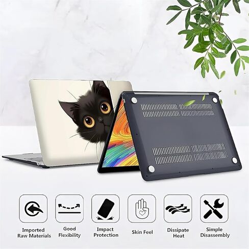 Compatible with MacBook Air 13.6 Inch 2022 2025 Release M2 A2681 M4 A3240 Plastic Black Computer Case for Girl Boy Fashion Pattern Big Eyes Black Cat Peeping Out in Saudi Arabia