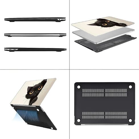 Compatible with MacBook Air 13.6 Inch 2022 2025 Release M2 A2681 M4 A3240 Plastic Black Computer Case for Girl Boy Fashion Pattern Big Eyes Black Cat Peeping Out in Saudi Arabia