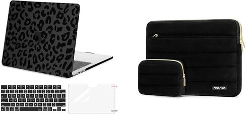 حافظة MOSISO متوافقة مع جهاز MacBook Air 13 بوصة 2025-2022 M4 A3240 M3 A3113 M2 A2681، حافظة صلبة من Leopard Grain وطبقة لوحة مفاتيح وشاشة متوافقة مع MacBook Air 13.6 بوصة وحقيبة أفقية، أسود in Saudi Arabia