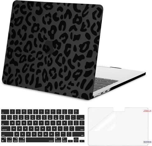 حافظة MOSISO متوافقة مع جهاز MacBook Air 13 بوصة 2025-2022 M4 A3240 M3 A3113 M2 A2681، حافظة صلبة من Leopard Grain وطبقة لوحة مفاتيح وشاشة متوافقة مع MacBook Air 13.6 بوصة وحقيبة أفقية، أسود in Saudi Arabia