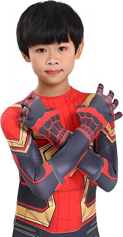 Heroes Kids Bodysuit Halloween Costume - Spandex Jumpsuit with Printed Design and Spandex Overhead Mask in Saudi Arabia