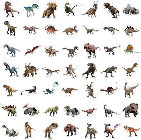 100Pcs of Waterproof Vinyl Dinosaur Stickers Featuring Jurassic-Themed Designs, Ideal for Children, Teens, and Enthusiasts. Suitable for Use On Water Bottles, Laptops, Skateboards A in Saudi Arabia
