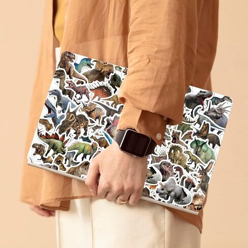 100Pcs of Waterproof Vinyl Dinosaur Stickers Featuring Jurassic-Themed Designs, Ideal for Children, Teens, and Enthusiasts. Suitable for Use On Water Bottles, Laptops, Skateboards A in Saudi Arabia