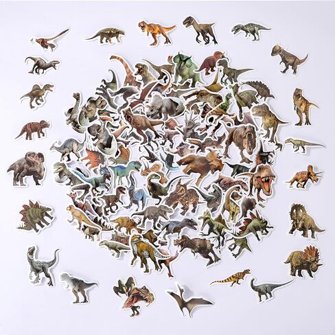 100Pcs of Waterproof Vinyl Dinosaur Stickers Featuring Jurassic-Themed Designs, Ideal for Children, Teens, and Enthusiasts. Suitable for Use On Water Bottles, Laptops, Skateboards A in Saudi Arabia