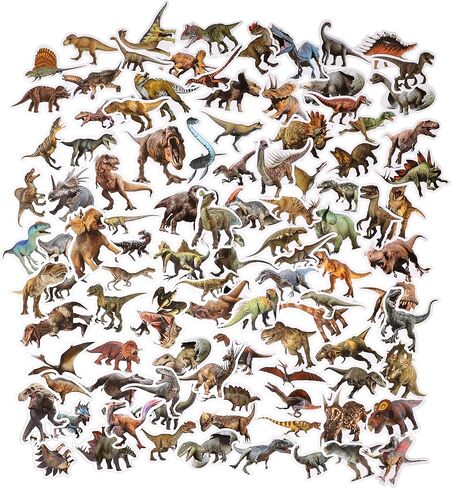 100Pcs of Waterproof Vinyl Dinosaur Stickers Featuring Jurassic-Themed Designs, Ideal for Children, Teens, and Enthusiasts. Suitable for Use On Water Bottles, Laptops, Skateboards A in Saudi Arabia