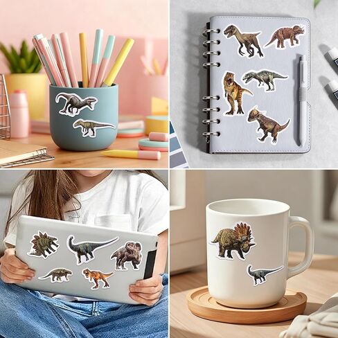 100Pcs of Waterproof Vinyl Dinosaur Stickers Featuring Jurassic-Themed Designs, Ideal for Children, Teens, and Enthusiasts. Suitable for Use On Water Bottles, Laptops, Skateboards A in Saudi Arabia