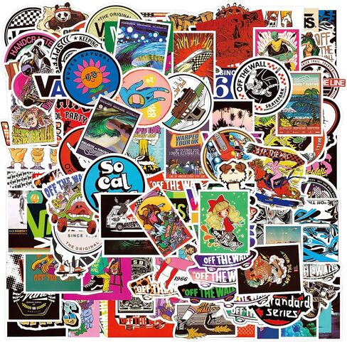 Skateboard Stickers 100pcs Cool Brand Skate Stickers for Teens Boys Adults Kids Waterproof Vinyl Aesthetic Sticker Skateboard Accessories for Laptop Water Bottles Luggage in Saudi Arabia