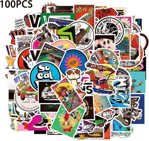 Skateboard Stickers 100pcs Cool Brand Skate Stickers for Teens Boys Adults Kids Waterproof Vinyl Aesthetic Sticker Skateboard Accessories for Laptop Water Bottles Luggage in Saudi Arabia