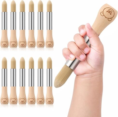 6 Pcs Paint Brushes Set for Kid Baby Toddler Jumbo Brushes with Wood Handles Easy to Grip Round Chubby Paintbrushes Non Toxic Vegan Bristles for Painting Art Supplies Craft Projects in Kuwait