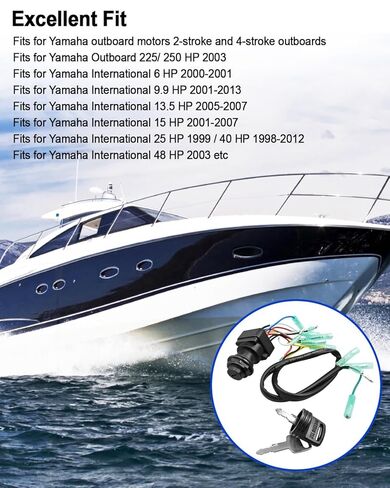 Ignition Switch Key Assembly Fit for Yamaha 2 & 4 Stroke Outboard Motors Replace 703-82510-43-00 703-82510-44-00, Main Key Remote Control Box Ignition Switch in Saudi Arabia