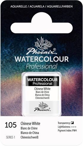 PHOENIX Professional Watercolor Paint - Single Watercolor Half Pan - Chinese White 105 in Saudi Arabia