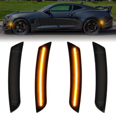 العنبر LED أضواء العلامات الجانبية لشروليه تشيفي كامارو 2016-2023 الأمامي والخلفي الحاجز الوفير Sidemarker مصباح المدخن عدسة 4 قطعة in Saudi Arabia