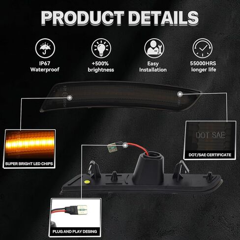 العنبر LED أضواء العلامات الجانبية لشروليه تشيفي كامارو 2016-2023 الأمامي والخلفي الحاجز الوفير Sidemarker مصباح المدخن عدسة 4 قطعة in Saudi Arabia