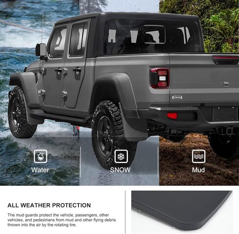 اللوحات الطينية، متوافقة مع ملحقات Jeep Gladiator 2020-2025، واقيات الطين الأمامية والخلفية شديدة التحمل تحل محل OEM # 82215611 82215332AB (لا تناسب متوافقة مع Rubicon Mojave) in Saudi Arabia